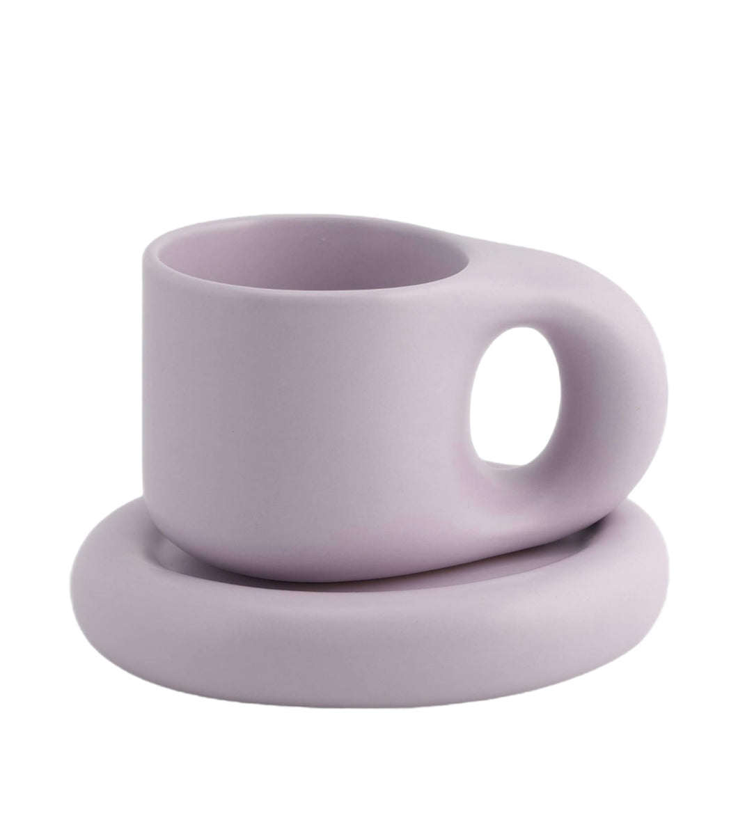 Minimal Cloud Mug + Saucer - Lilac