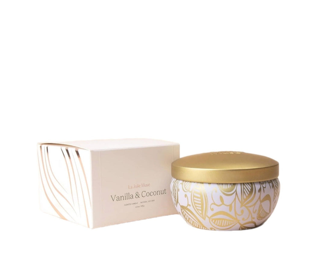 Vanilla Coconut Patterned Gold Candle