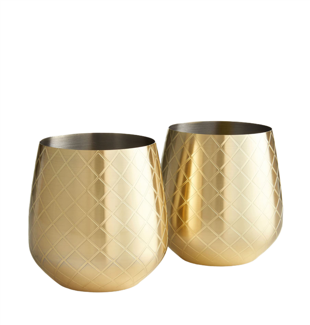 Luxury Etched Gold Stemless Glass